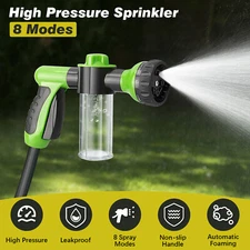For Watering Plants & Car WashHigh Pressure Nozzle Foam Water Gun Sprayer 8 in 1