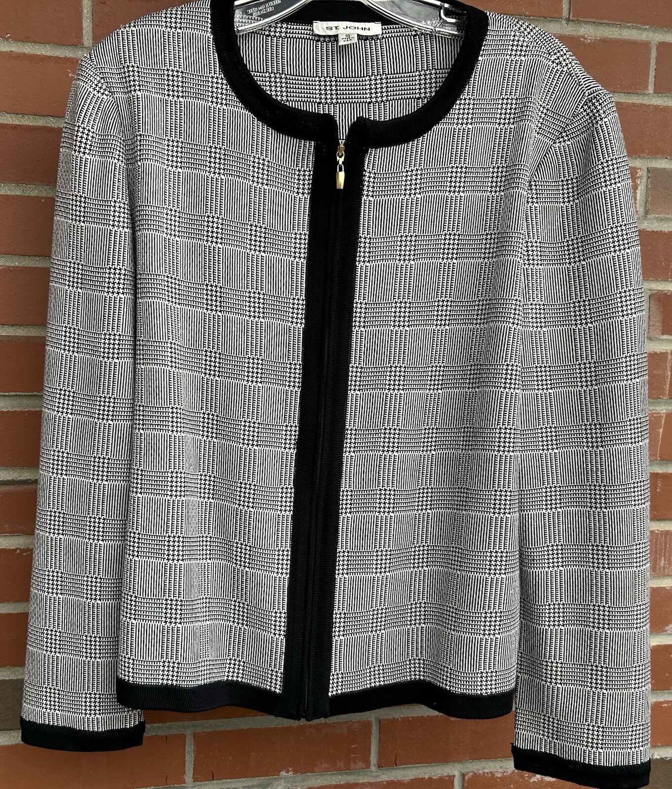 St John Houndstooth Print Sequin Evening jacket B… - image 1