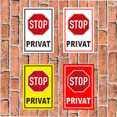 Cartello Stop – Halt – Privat | Adesivo Rigido In PVC 15x10 Cm | Made In Germany | Melis-Folienwerkstatt