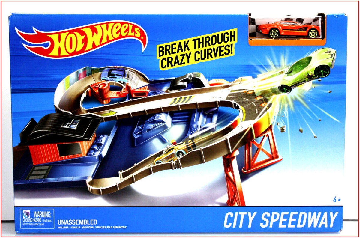 Hot Wheels RACE DAY 7台セット Hot Wheels CITY SPEEDWAY Race Track Set & Car - GARAGE Launcher
