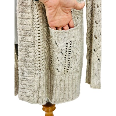 Aerie x American Eagle Vintage Beige Open Front Relaxed Cable Knit