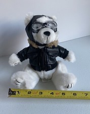 Aviator Pilot Teddy Bear Plush With Goggles and Bomber Zipper Jacket 6 1/2" tall