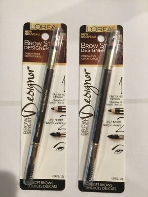 2 X L'Oreal Paris Brow Stylist Designer Eyebrow Pencil, Dark Brunette #315 NEW