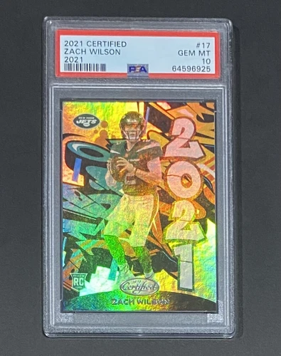2021 CERTIFIED ZACH WILSON ROOKIE CARD 2021 GRAFFITI INSERT JETS #17 RC - PSA 10