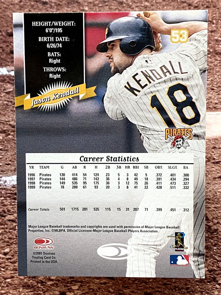 2001 Donruss 2000 Retroactive Jason Kendall #53 - Image 2 of 2