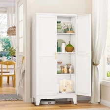 Metal Pantry Cabinet, Kitchen Pantry Storage Cabinets with 2 Door and 3 Shelves