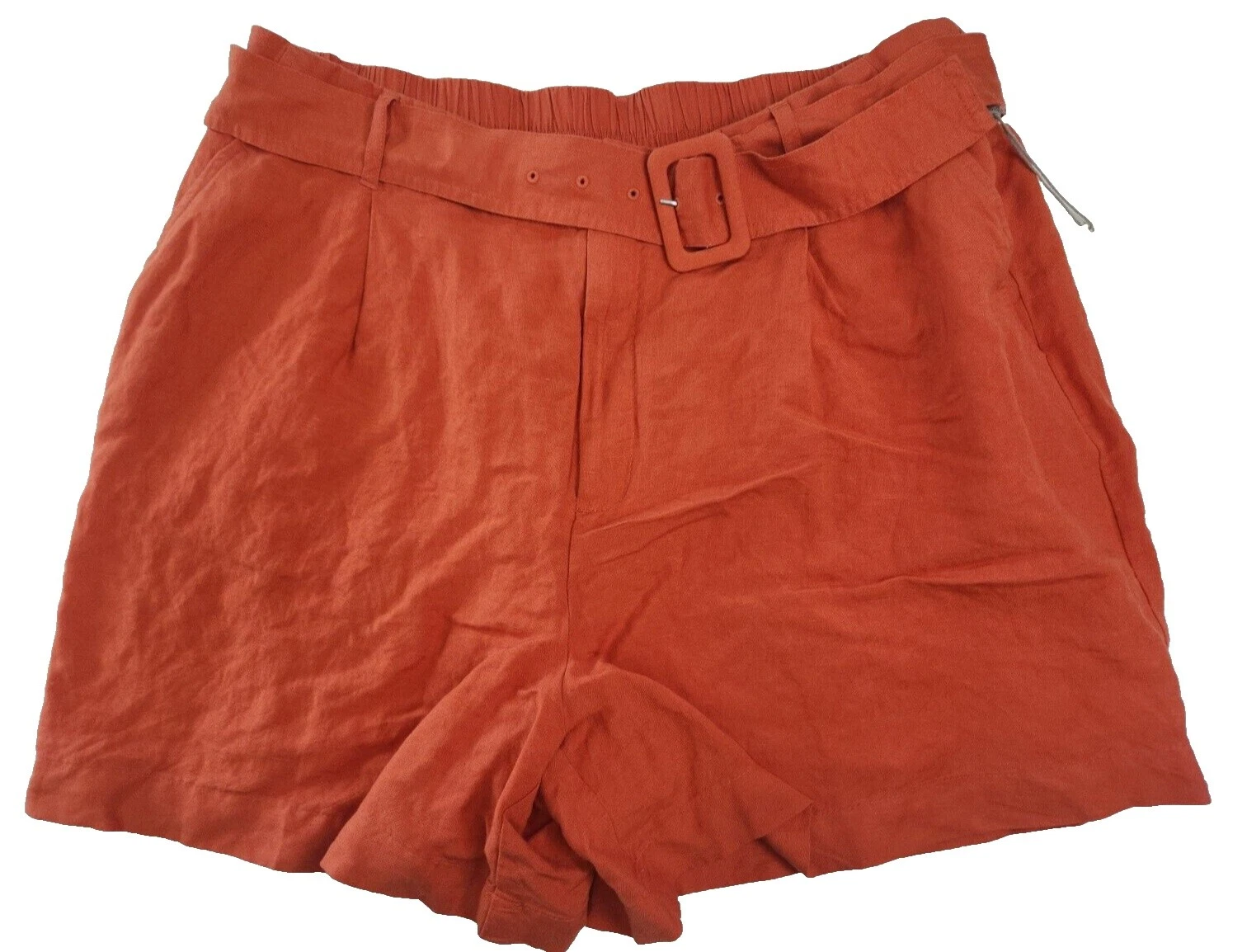 Linen Blend Solid Shorts for Women