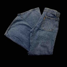 VTG Levi's Jeans 30x33 Blue Denim Bell Bottom Flare Orange Tab USA Tall Retro