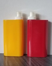 VTG Plastic Ketchup & Mustard Condiment Bottles Rectangle Camping Picnic UNUSED
