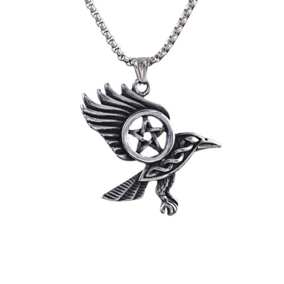 Stainless Steel Eagle Wings with Star Pendant Necklace