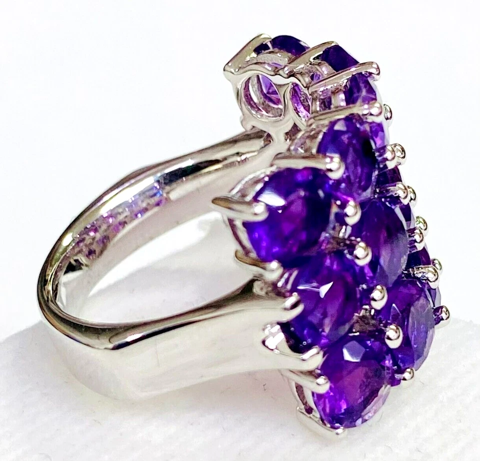HSN Colleen Lopez Sterling Silver 3-Row Amethyst Band Ring Size 6 - Image 3 of 4