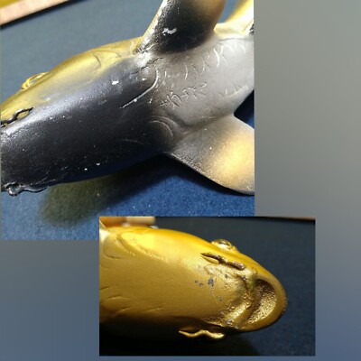 Japanese Metal Art Twin Koi Fish Statue Black&Gold Carp Garden Art
