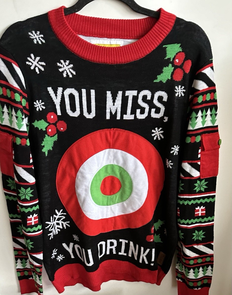 Tipsy Elves ‘You Miss You Drink’ Ugly Christmas Sweater Size L
