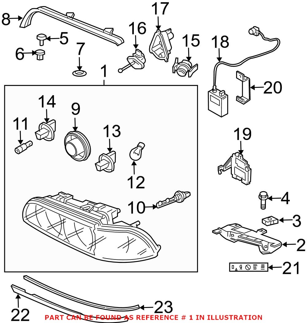 BMW E39 Drivers Left Headlight Lamp HID Xenon White Corner Signal 