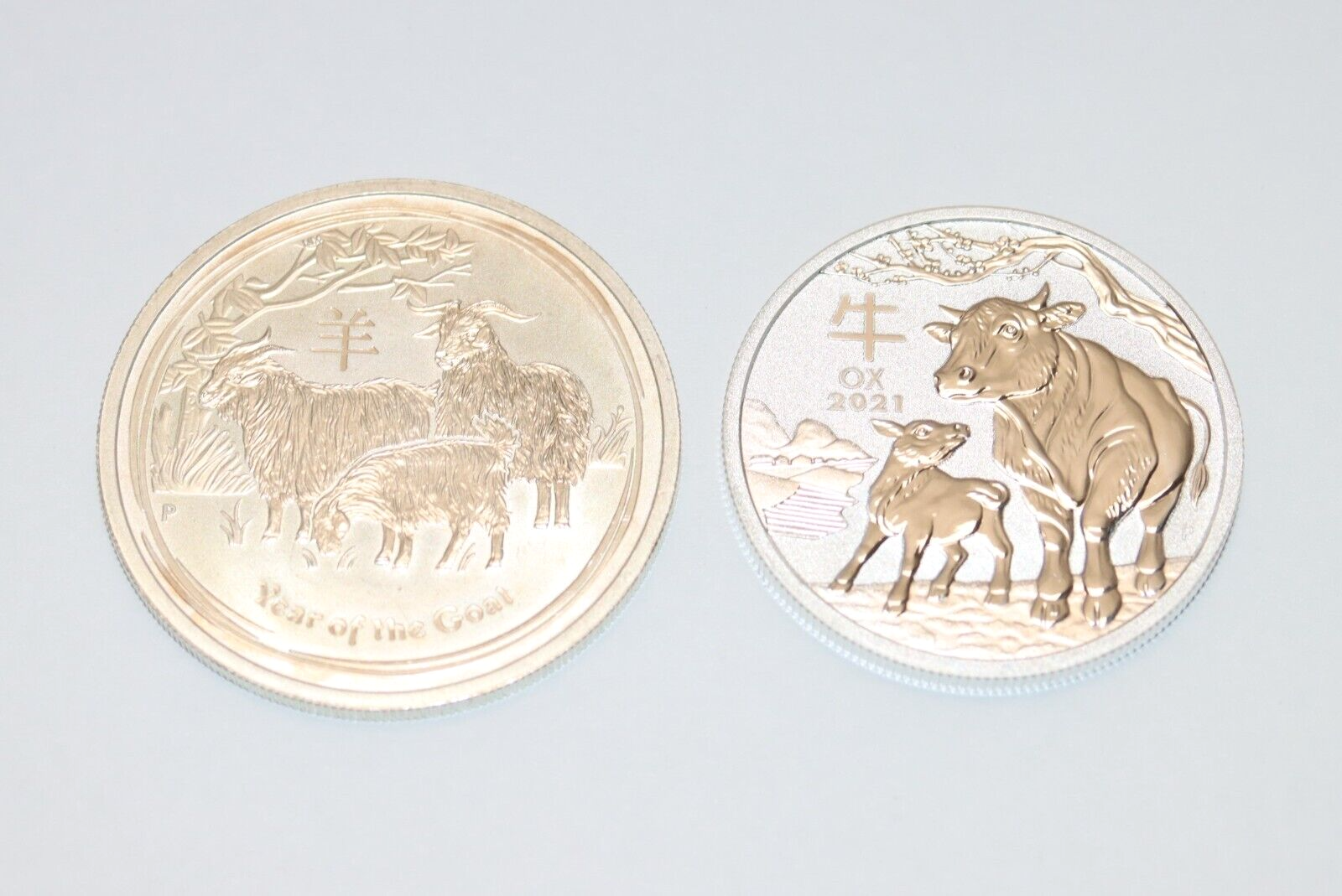 2021 Australian Ox & 2015 Year of the Goat 1/2 oz .999 Fine Silver Coins