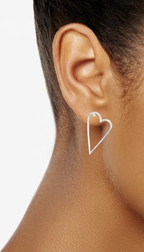 $25 Lucky Brand Silver Tone 1-2/5” Heart Drop Earrings Q61 - Picture 2 of 2