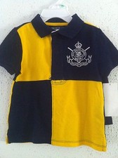 Ralph Lauren 2 pc Polo Shirt Navy/Yellow w/Navy Shorts Colorblock Set Sz 12M NWT