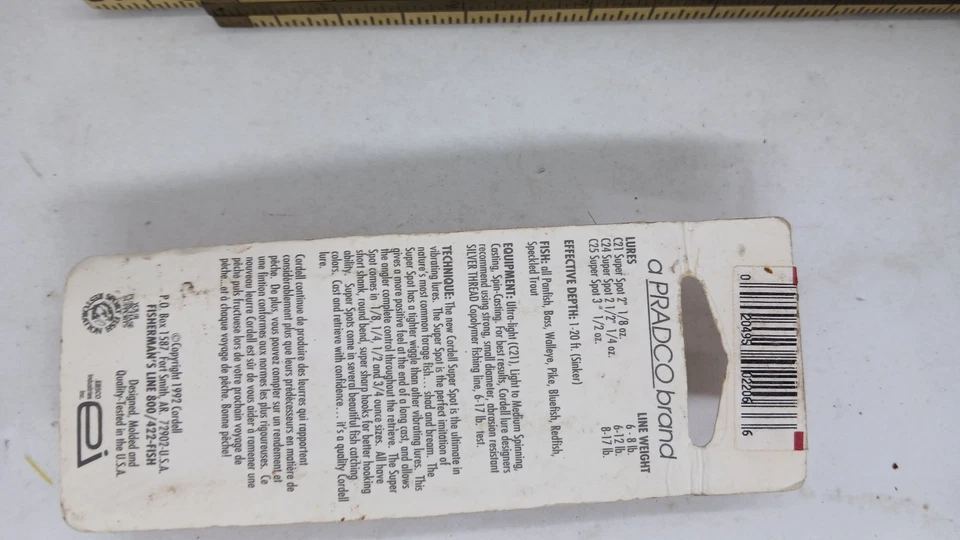 Cotton Cordell Bill Dance Super Spot 摇摆饵 1/4 盎司铬/蓝色 C2406 90 年代复古 — 第 3/4 张图片