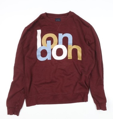 LFTMAN Herren Sweatshirt rot London Grafik Rundhalsausschnitt Größe S
