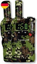 Stabo Elektronik 20330 - Funkhandy 2Er Set Freecomm 330, Camouflage Grün, 2 Funk