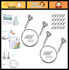 2 Pack 6.5ft Adjustable Stainless Steel Suspension Cable Hanger with 20 Clips fo
