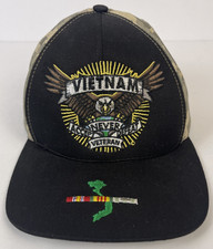 Vietnam Veteran Defender Hat Never Accept Defeat Adjustable Made In USA Cap Camo