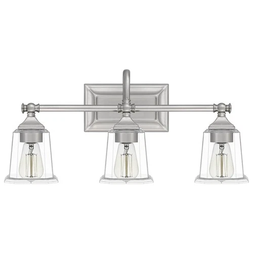 Quoizel Nicholas 22" Wide Brushed Nickel 3-Light Bath Light - Picture 8 of 8