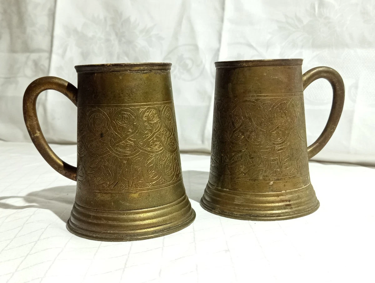Vintage messing koninklijke kelk beker handgemaakte likeur wijn koper gravure bloem voor drank koffie, bier, whisky, melk, cocktail