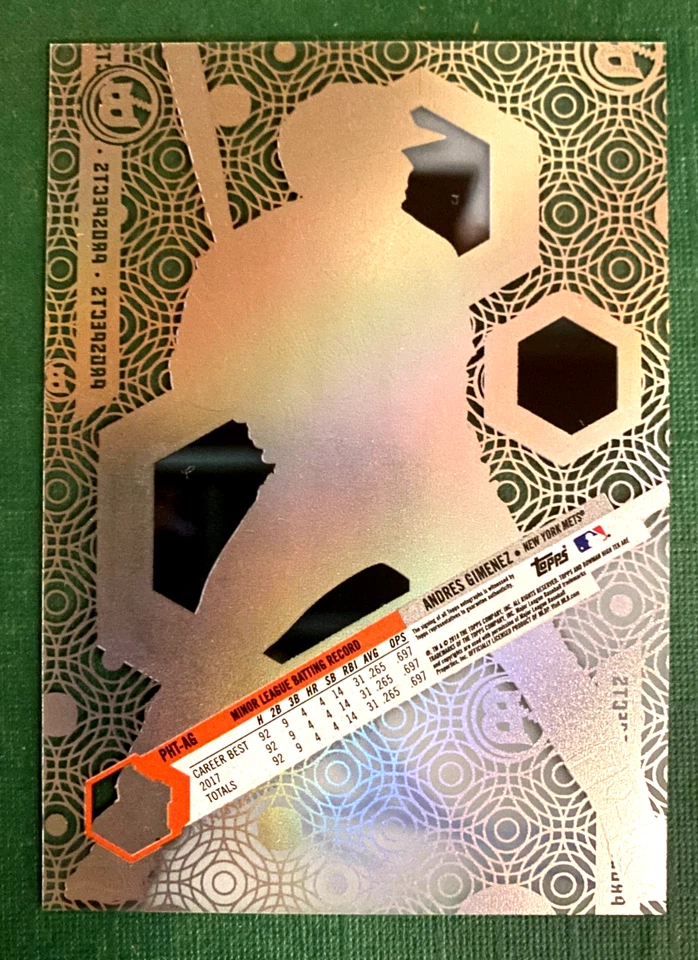 2018 Bowman High Tek Andres Gimenez #PHT-AG Prospect On Card Auto Blue Jays - Image 2 of 2