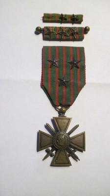 FRANKREICH Kriegskreuz 1915 3 Sterne + Erinnerung 3 Sterne mit Spange