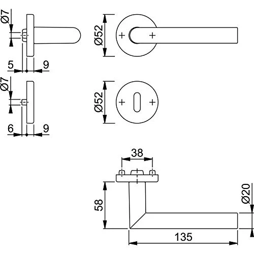 HOPPE, 3286534, Manico set con rosette Amsterdam anodizzato BB Buntbart, argento - Immagine 2 di 3