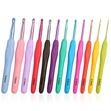12 PCS Crochet Hooks, Ergonomic Handle Crochet Hooks Set for Arthritic Hands,...