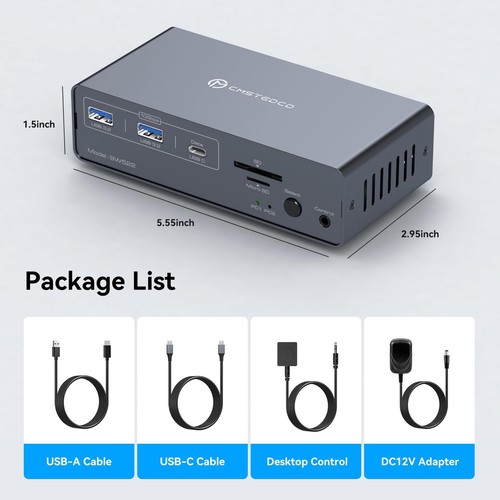 KVM Docking Station 4K60Hz HDMI & 4K120Hz DP KVM Switch 2 Monitors 2 Computer... - Picture 6 of 8