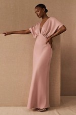 BHLDN Leila Deep-V Flutter-Sleeve Charms use A-Line Maxi Gown Size US10