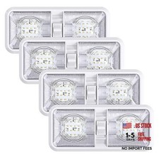 4 Pack RV LED Ceiling Double Dome Light Fixture with ON/OFF Switch Interior
