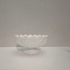 Vintage Fenton White Milk Art Glass Hobnail Footed 6-Candle Holder Candle Bowl