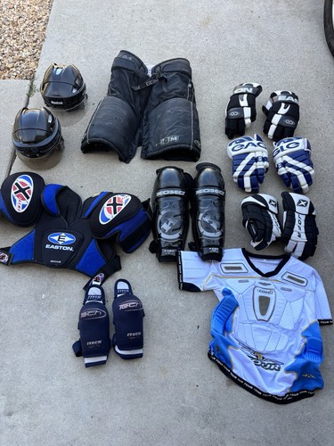 Youth Hockey Gear Lot Helmets Gloves Pads Pants Bag