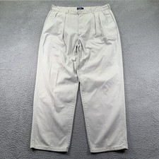 Vtg Polo Ralph Lauren Chino Pants Fits 36x30 Beige USA Made Two Pleated Twill