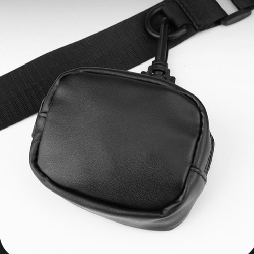 PU Leather Black Crossbody Bag Unisex Mini Shoulder Bag for Couple - Picture 6 of 12