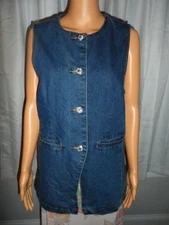 Cool Vigoss size L blue denim button front tunic vest NWT