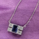 Wedding 14K White Gold Fn Pendant Art Deco Style Lab Created Sapphire Diamond