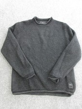 Finisterre Sweater Mens Small Gray Geometric Waffle Knit Crewneck Pullover
