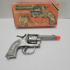 Vintage Kilgore Big Horn Metal Toy Cap Gun With Original Box