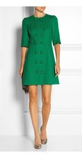 Dolce & Gabbana Green Tweed A-line Mini Dress, 1960s Style. Size 42