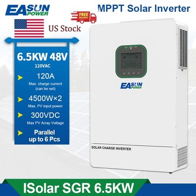 6500W 6.5KW Hybrid Solar Inverter 48V 150A 120V 240V MPPT Parallel BMS Wifi US