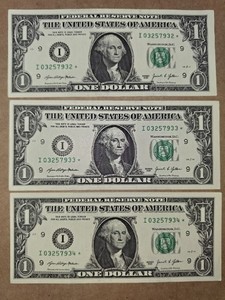Consecutive Trio 2021 $1 Star Notes - Minneapolis- Rare 500k Run - Choice UNC