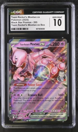 Team Rocket's Mewtwo EX 205 Box Black Star Promos 2025 Pokemon CGC 10 Gem Mint