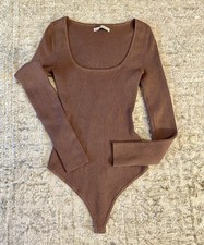 Abercrombie Fitch Woman s Mocha Brown Ribbed Long Sleeve Body Suit Size S