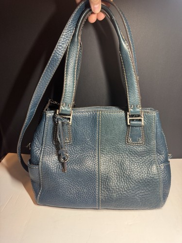 Fossil Teal Leather Purse Tote with Crossbody Strap (Blue/Green)