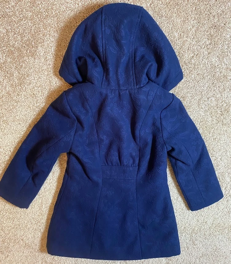 Chaqueta de Invierno Jessica Simpson Abotonada Abrigo Guisante con Capucha Azul Marino Talla 5 Foto 2 de 4